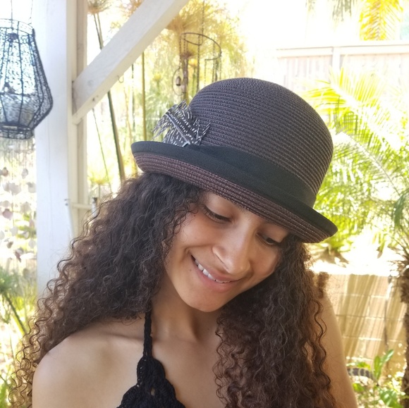 SOLD. Straw Bowler Hat - Picture 1 of 4